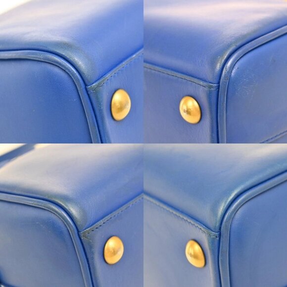 SAINT LAURENT Logo Baby Duffle 2Way Shoulder Hand Bag Leather Blue GHW 77EE942 - Picture 7 of 15